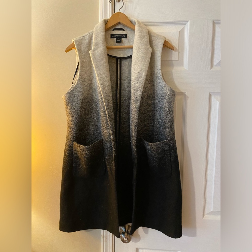 Vest Coat Light Gray Ombre Wool Blend